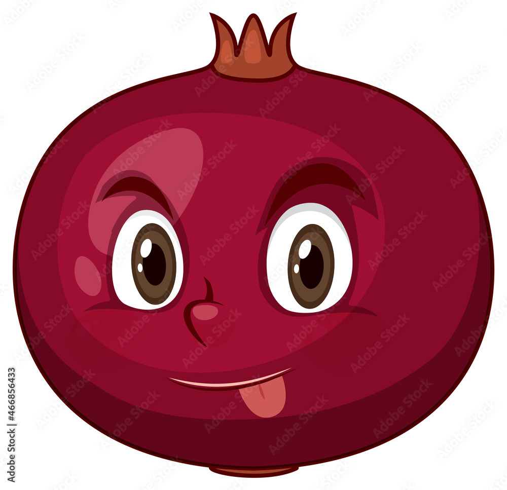 Pomegranate cartoon character with facial expression Pomegranate cartoon character with facial expression