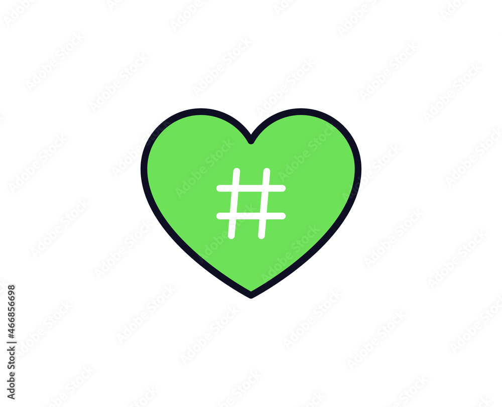 Fototapeta premium Hashtag flat icon. Thin line signs for design logo, visit card, etc. Single high-quality outline symbol for web design or mobile app. Sign outline pictogram.