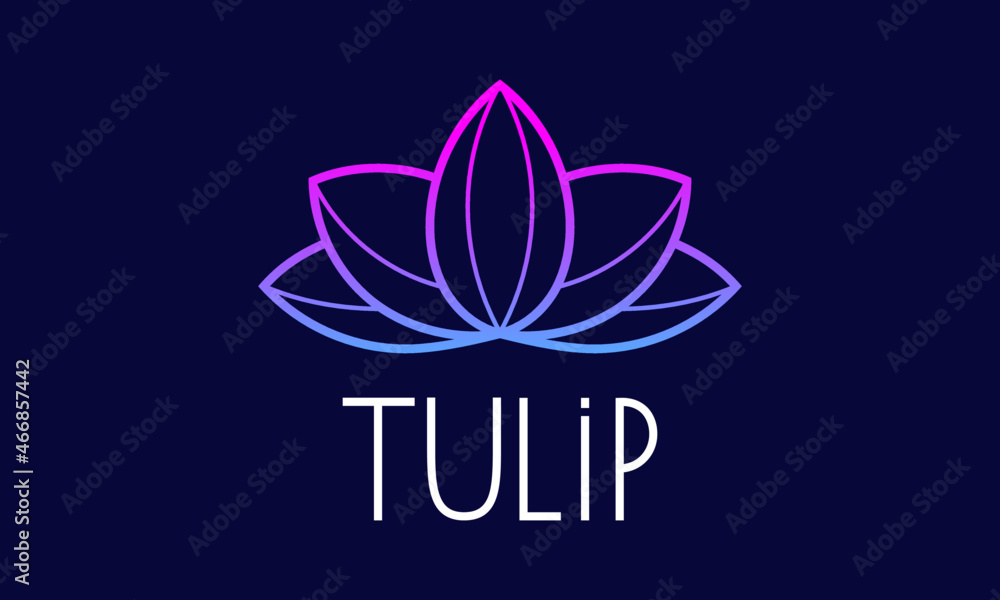 Fototapeta premium Awesome Tulip Line Minimal Flower Logo Design Vector Icon Illustrations.
