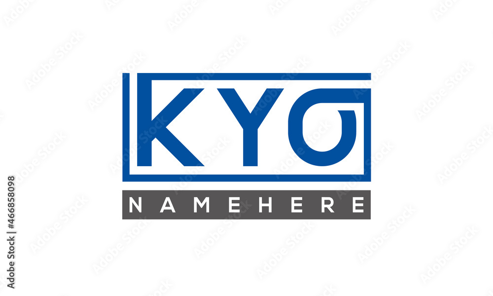 KYO Letters Logo With Rectangle Logo Vector KYO Letters Logo With Rectangle Logo Vector