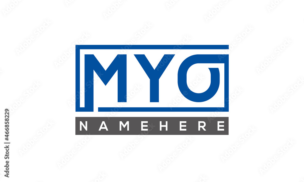 MYO Letters Logo With Rectangle Logo Vector MYO Letters Logo With Rectangle Logo Vector