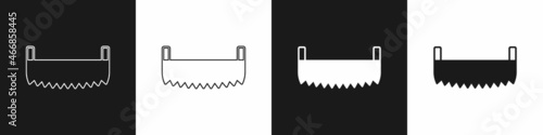 Set Two-handed saw icon isolated on black and white background. Vector