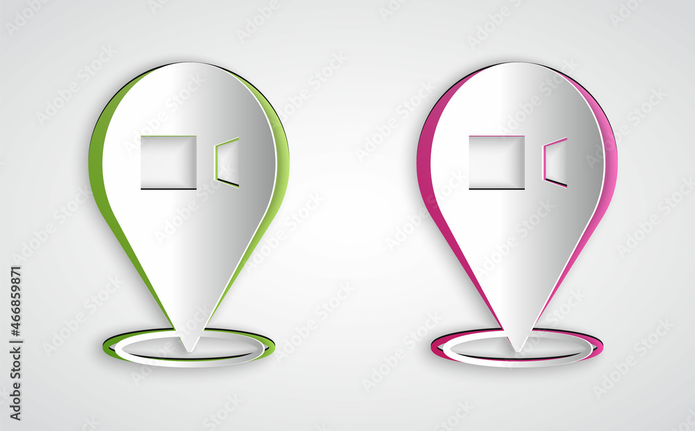 Paper cut Video chat conference icon isolated on grey background. Online meeting work form home. Remote project management. Paper art style. Vector Paper cut Video chat conference icon isolated on grey background. Online meeting work form home. Remote project management. Paper art style. Vector