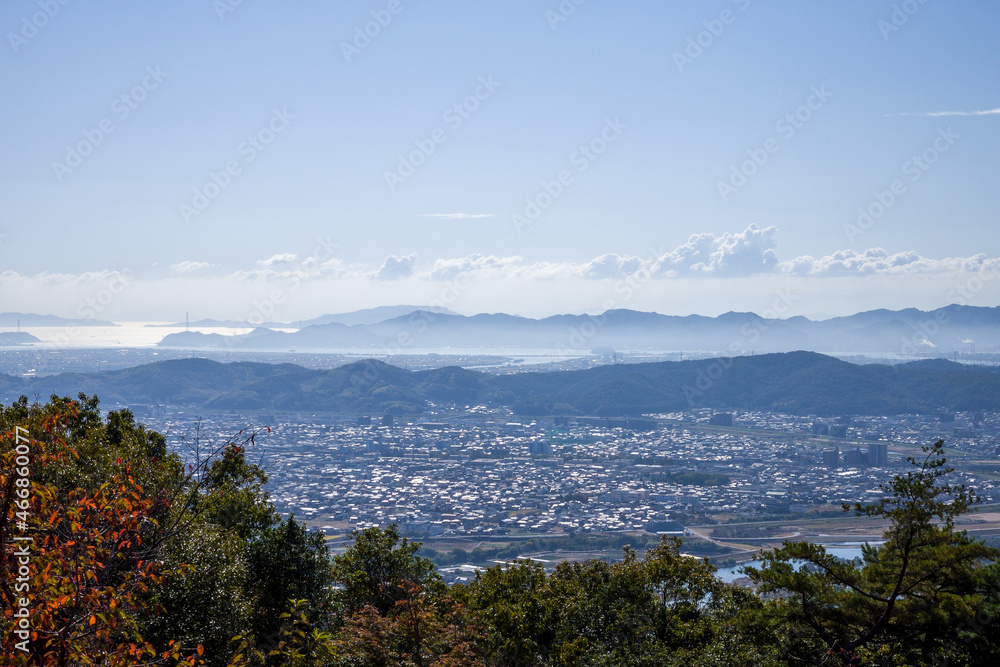 日本の岡山県の笠井山の美しい風景 日本の岡山県の笠井山の美しい風景