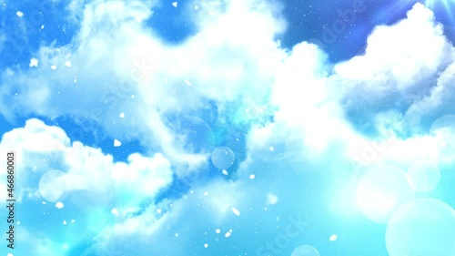 キラキラしている晴天の青空と雲の動画　4K　LOOP
