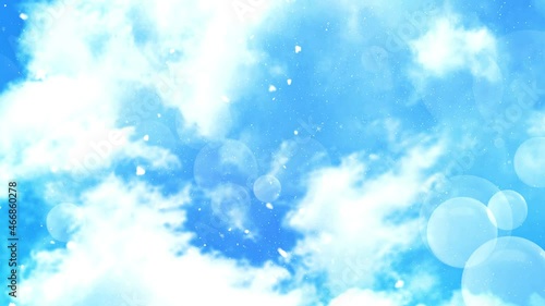 キラキラしている晴天の青空と雲の動画　4K　LOOP