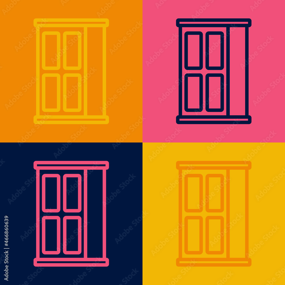 Pop art line Wardrobe icon isolated on color background. Cupboard sign. Vector Pop art line Wardrobe icon isolated on color background. Cupboard sign. Vector