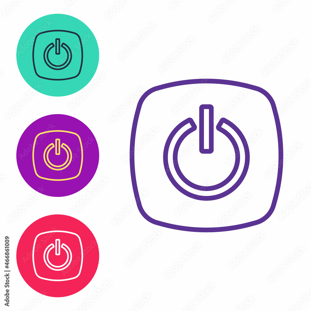 Set line Power button icon isolated on white background. Start sign. Set icons colorful. Vector Set line Power button icon isolated on white background. Start sign. Set icons colorful. Vector
