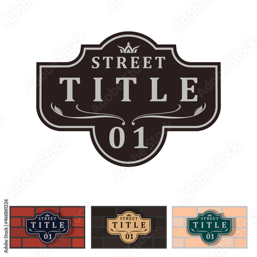 Addressable figured plate with a street number for residential and non-residential premises, houses, shops, cafes. Different colors pattern, isolated vector illustration