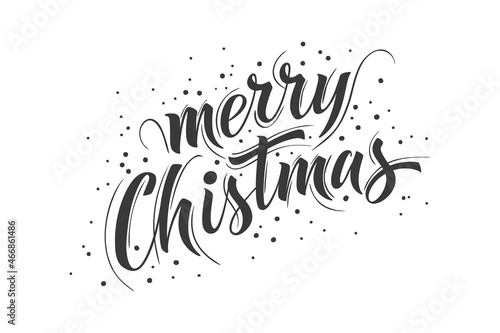 Merry Christmas and Happy New Year hand lettering calligraphy. Vector holiday illustration element. Typographic element for congratulations.