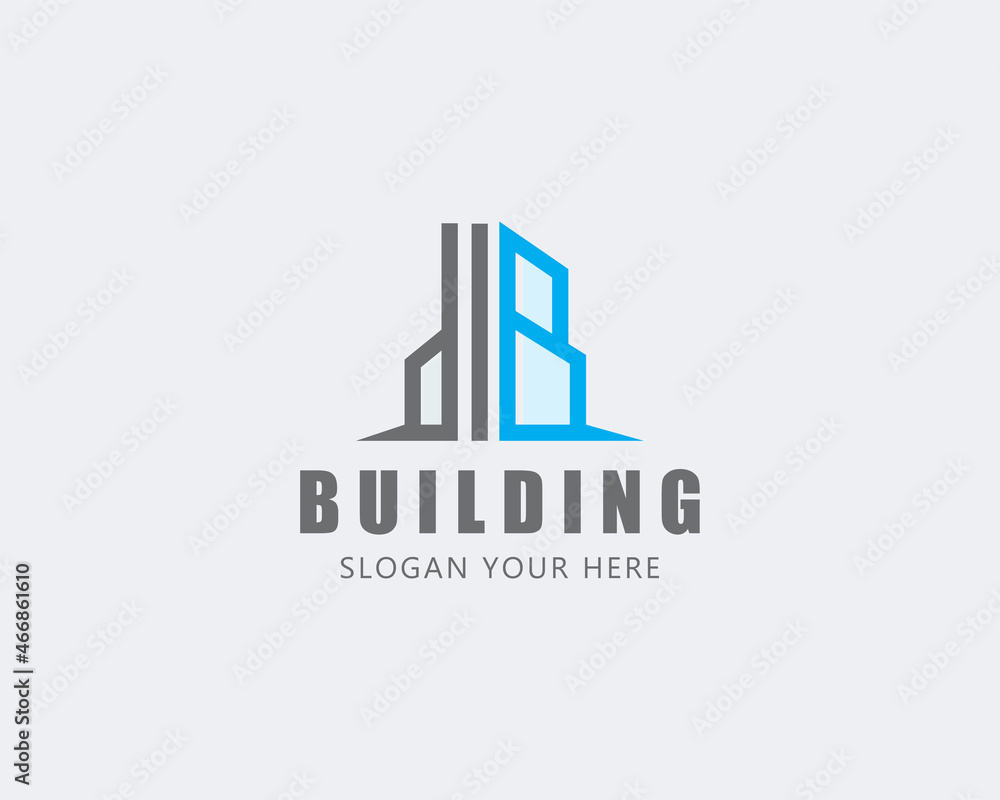 Building logo creative line art sign symbol construct city skyline business