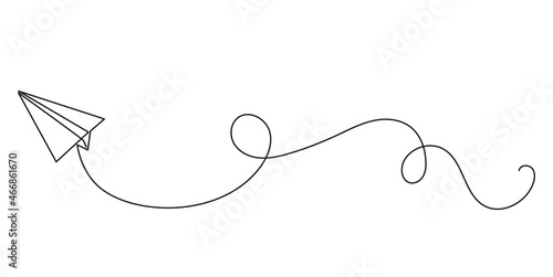 Paper plane continuous one line drawing. Concept of business messages and ideas. Minimalistic trend vector illustraation.