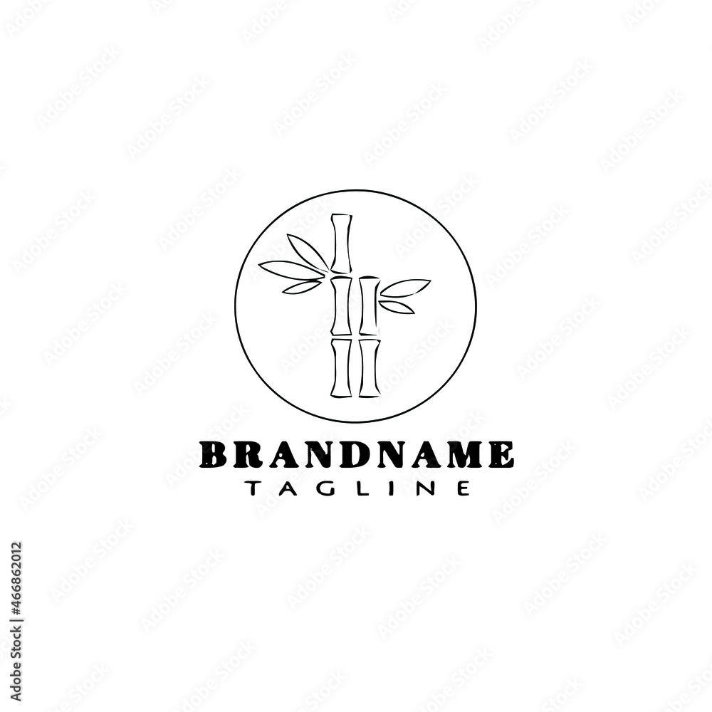 bamboo cartoon logo design template icon black vector style