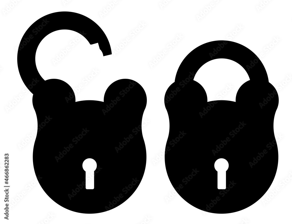 Isolated Padlock Silhouette Isolated Padlock Silhouette