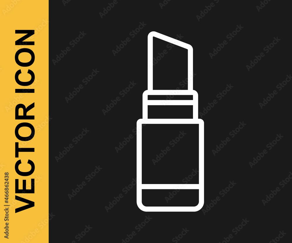 White line Lipstick icon isolated on black background. 8 March. International Happy Women Day. Vector