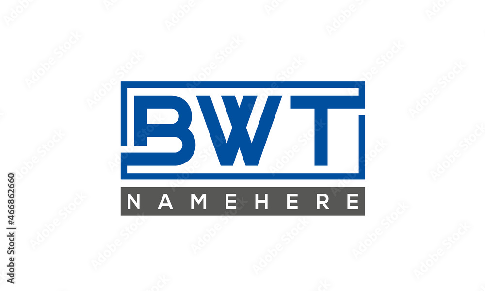 BWT Letters Logo With Rectangle Logo Vector BWT Letters Logo With Rectangle Logo Vector