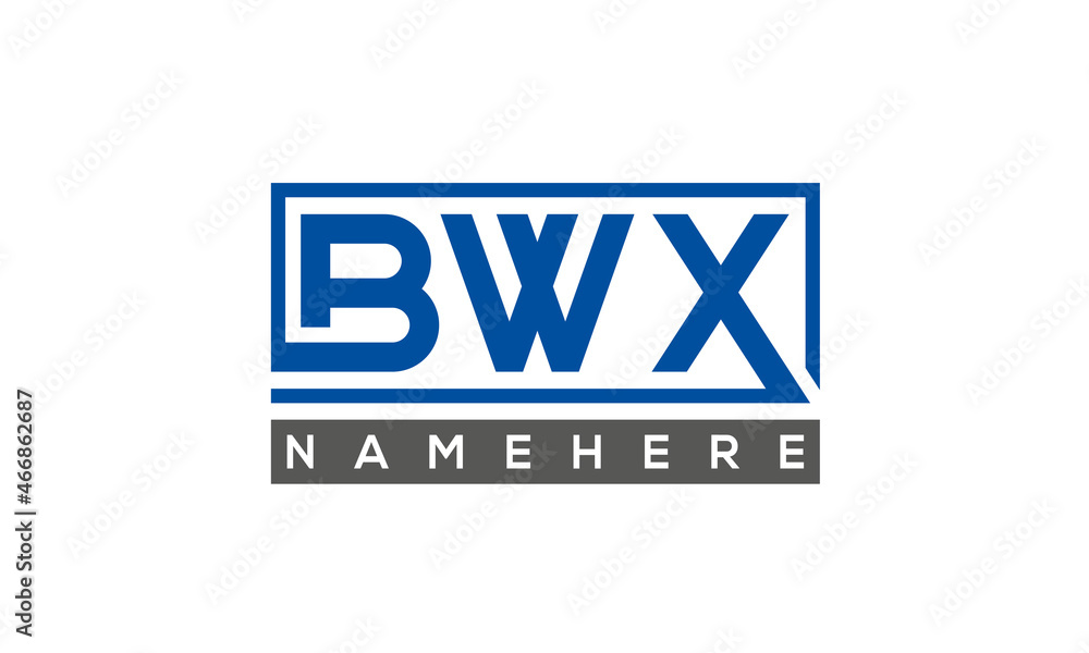 BWX Letters Logo With Rectangle Logo Vector BWX Letters Logo With Rectangle Logo Vector