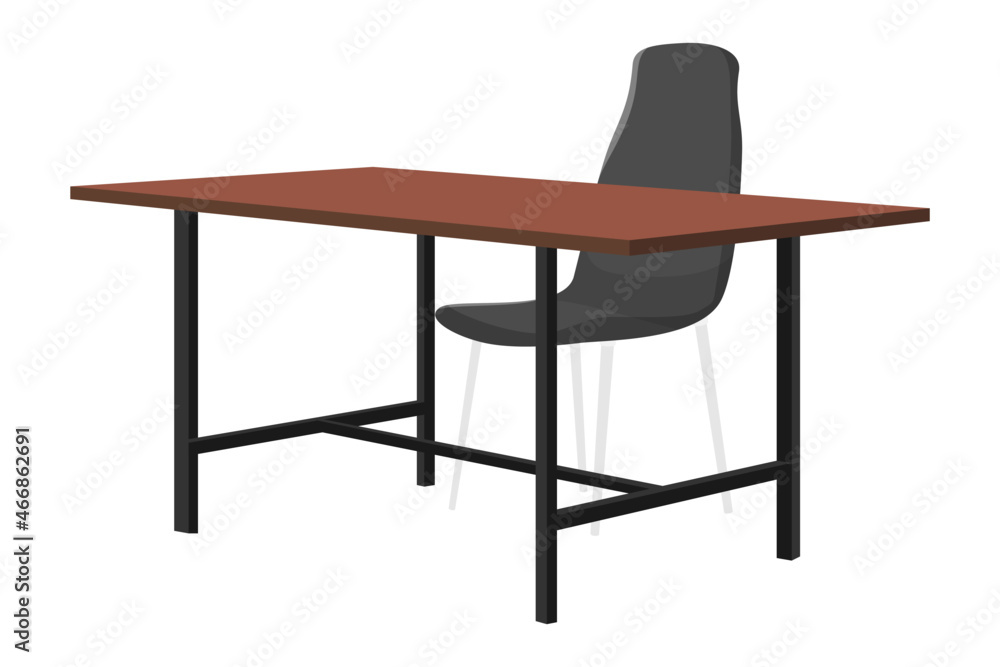 Modern empty desk for home office freelancer with chair table with 3d view Modern empty desk for home office freelancer with chair table with 3d view
