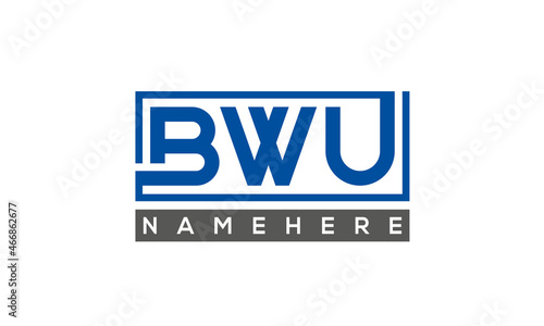 BWU Letters Logo With Rectangle Logo Vector