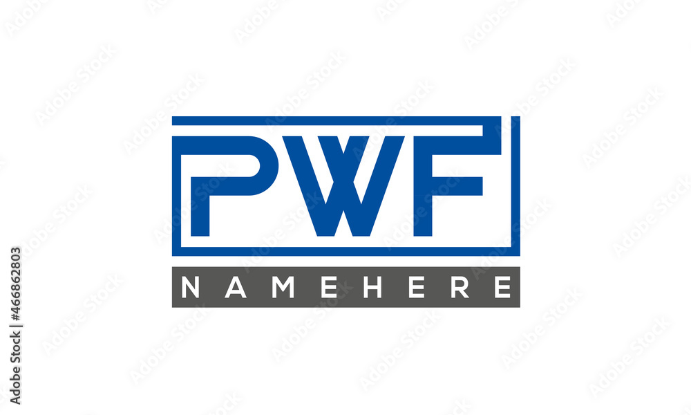 PWF Letters Logo With Rectangle Logo Vector PWF Letters Logo With Rectangle Logo Vector
