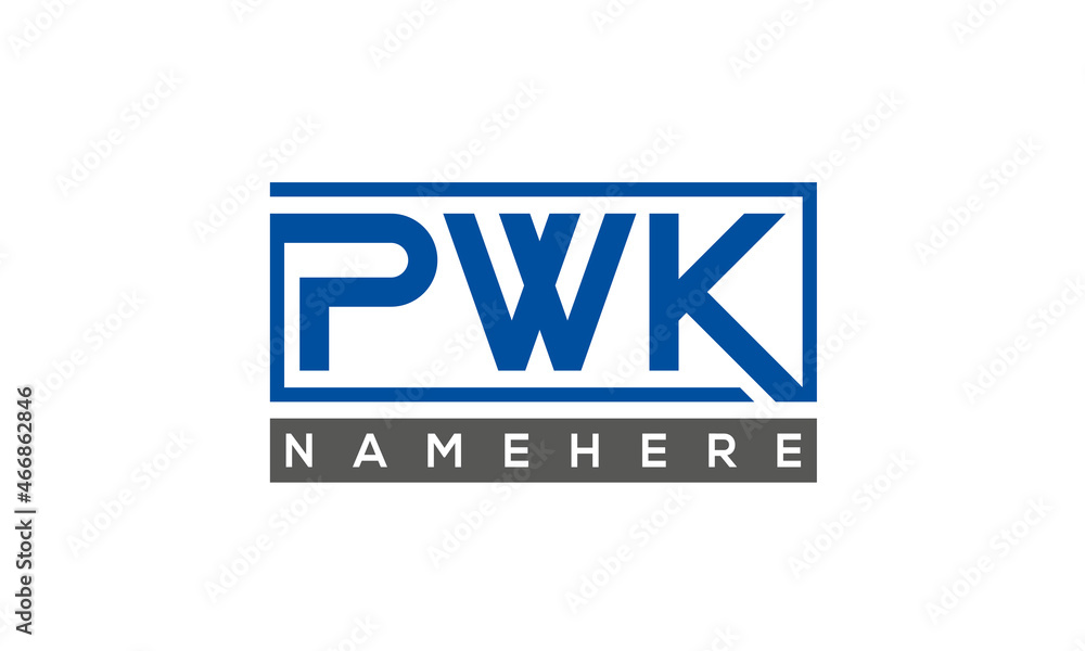 PWK Letters Logo With Rectangle Logo Vector PWK Letters Logo With Rectangle Logo Vector