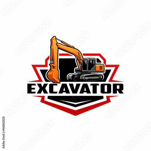 excavator - heavy equipment construction - earth mover logo vector isolated