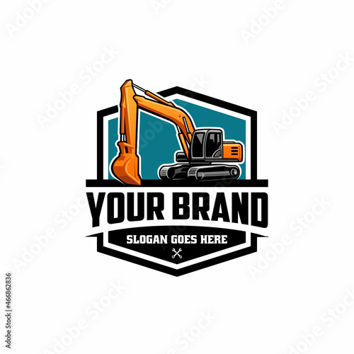 excavator - heavy equipment construction - earth mover logo vector isolated