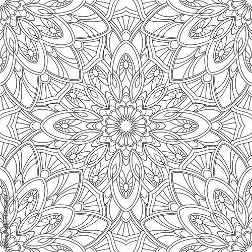 Vector coloring. Geometric floral pattern. Contour drawing on a white background.