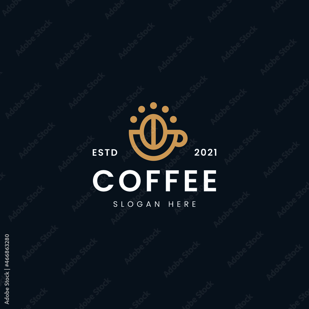 Coffee cup vector logo design template. Vector coffee shop label.