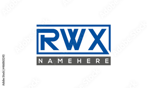 RWX Letters Logo With Rectangle Logo Vector