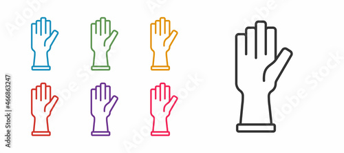Set line Protective gloves icon isolated on white background. Set icons colorful. Vector