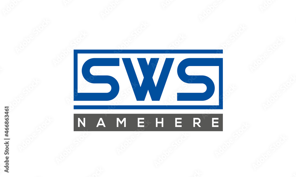SWS Letters Logo With Rectangle Logo Vector SWS Letters Logo With Rectangle Logo Vector