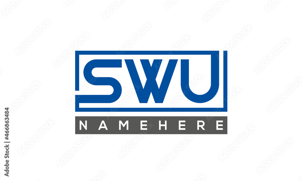 SWU Letters Logo With Rectangle Logo Vector SWU Letters Logo With Rectangle Logo Vector