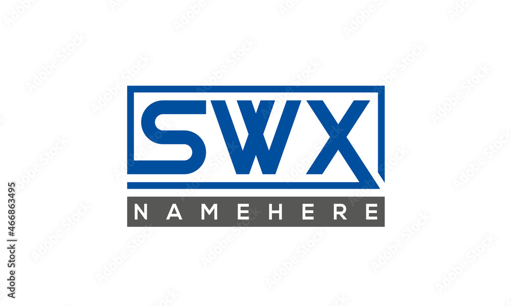 SWX Letters Logo With Rectangle Logo Vector SWX Letters Logo With Rectangle Logo Vector