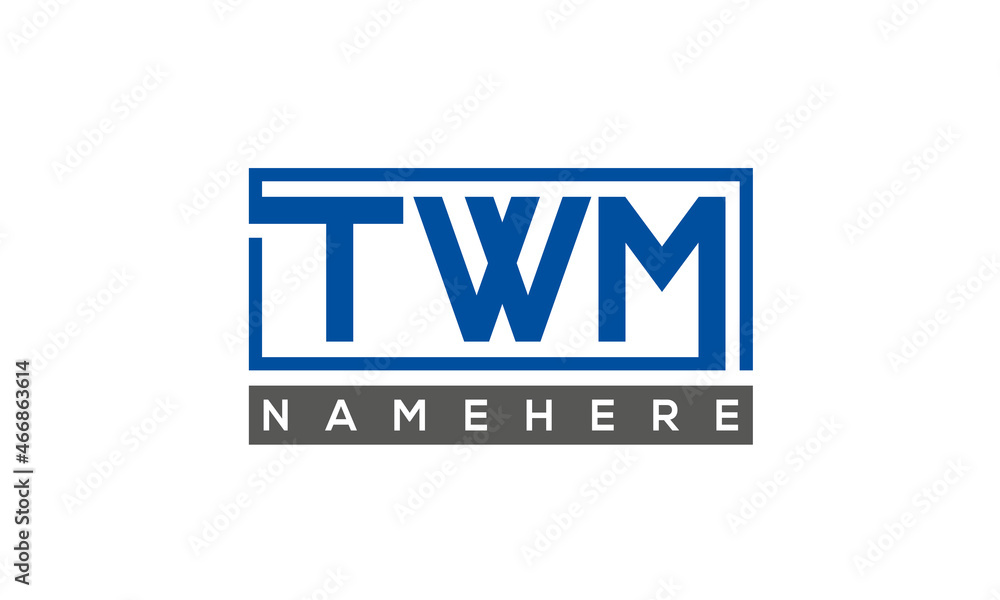 TWM Letters Logo With Rectangle Logo Vector TWM Letters Logo With Rectangle Logo Vector