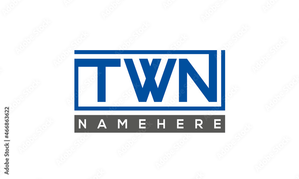 TWN Letters Logo With Rectangle Logo Vector TWN Letters Logo With Rectangle Logo Vector