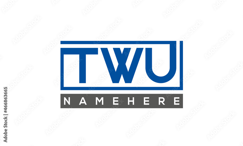 TWU Letters Logo With Rectangle Logo Vector TWU Letters Logo With Rectangle Logo Vector