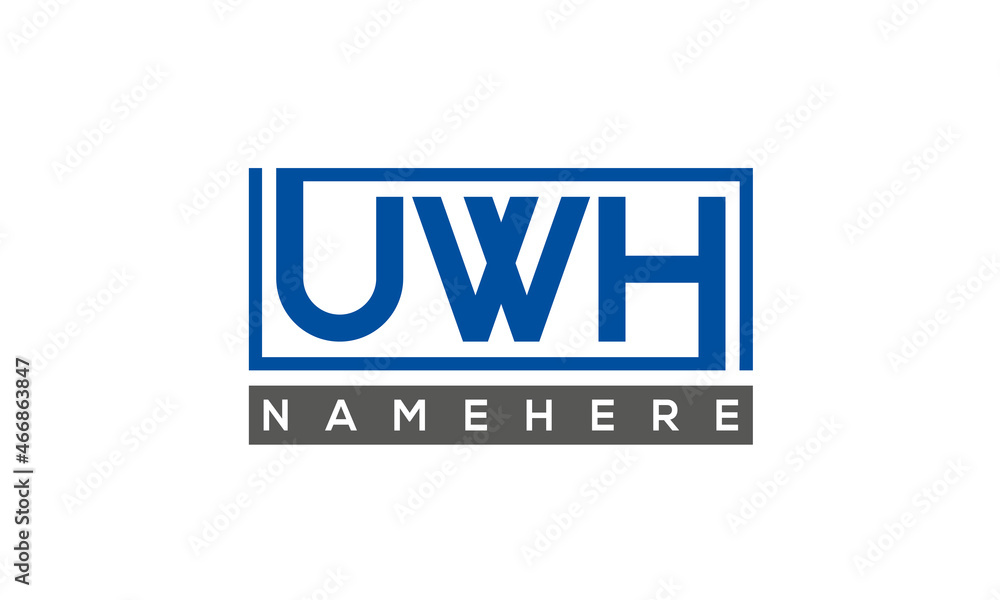 UWH Letters Logo With Rectangle Logo Vector UWH Letters Logo With Rectangle Logo Vector