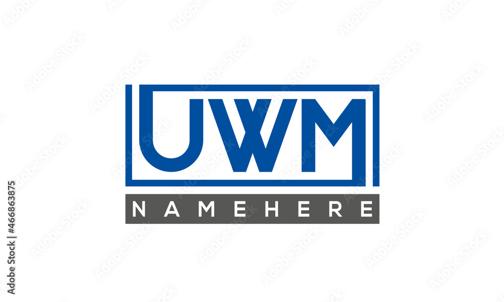 UWM Letters Logo With Rectangle Logo Vector UWM Letters Logo With Rectangle Logo Vector