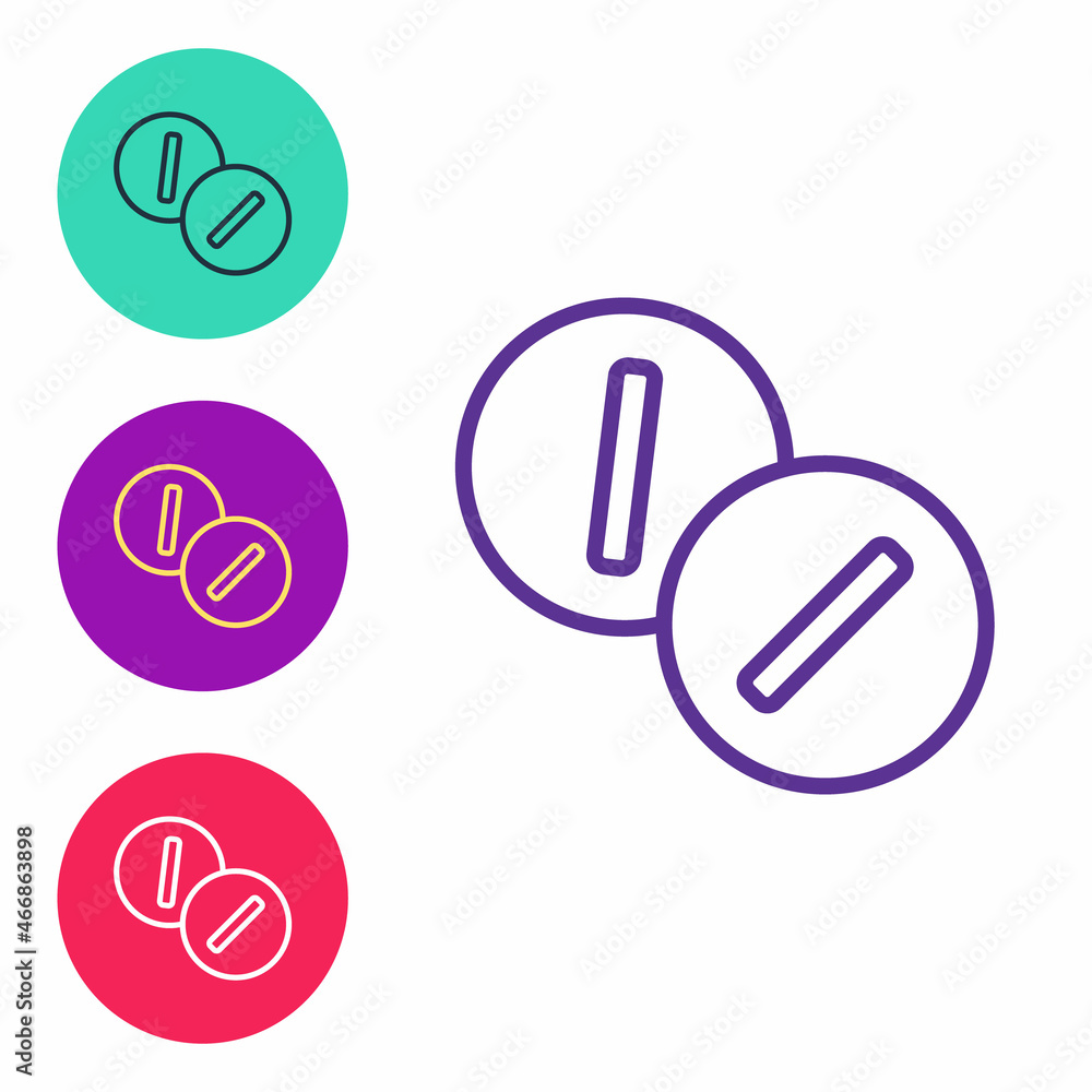 Set line Toothache painkiller tablet icon isolated on white background. Tooth care medicine. Capsule pill and drug. Pharmacy design. Set icons colorful. Vector Set line Toothache painkiller tablet icon isolated on white background. Tooth care medicine. Capsule pill and drug. Pharmacy design. Set icons colorful. Vector