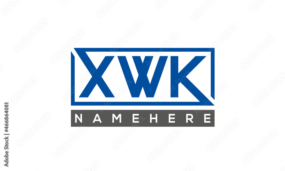 XWK Letters Logo With Rectangle Logo Vector XWK Letters Logo With Rectangle Logo Vector