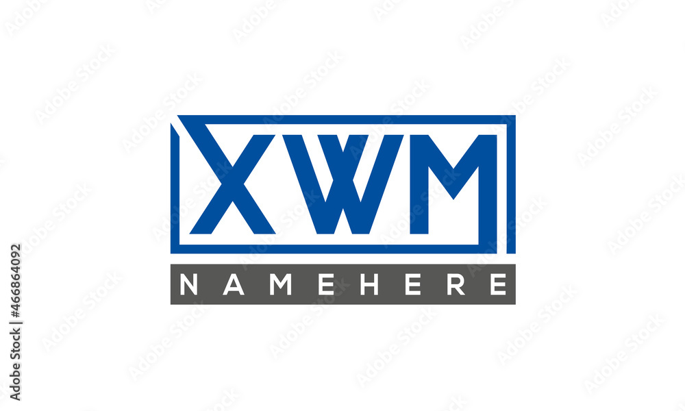 XWM Letters Logo With Rectangle Logo Vector XWM Letters Logo With Rectangle Logo Vector