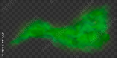 A green poisonous cloud of smoke, smog or gas. Vector illustration isolated on transparent background