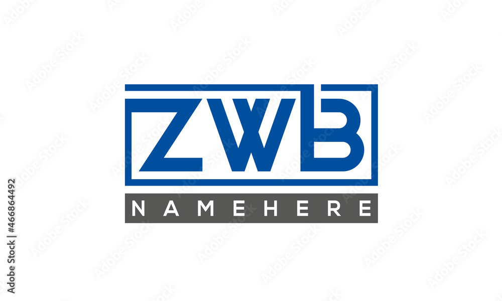ZWB Letters Logo With Rectangle Logo Vector ZWB Letters Logo With Rectangle Logo Vector