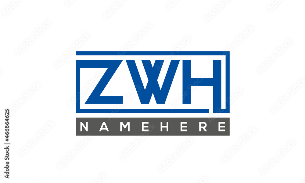 ZWH Letters Logo With Rectangle Logo Vector ZWH Letters Logo With Rectangle Logo Vector