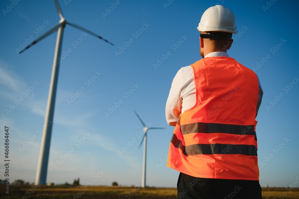 Wind turbines generating electricity. energy conservation concept. Wind turbines generating electricity. energy conservation concept.