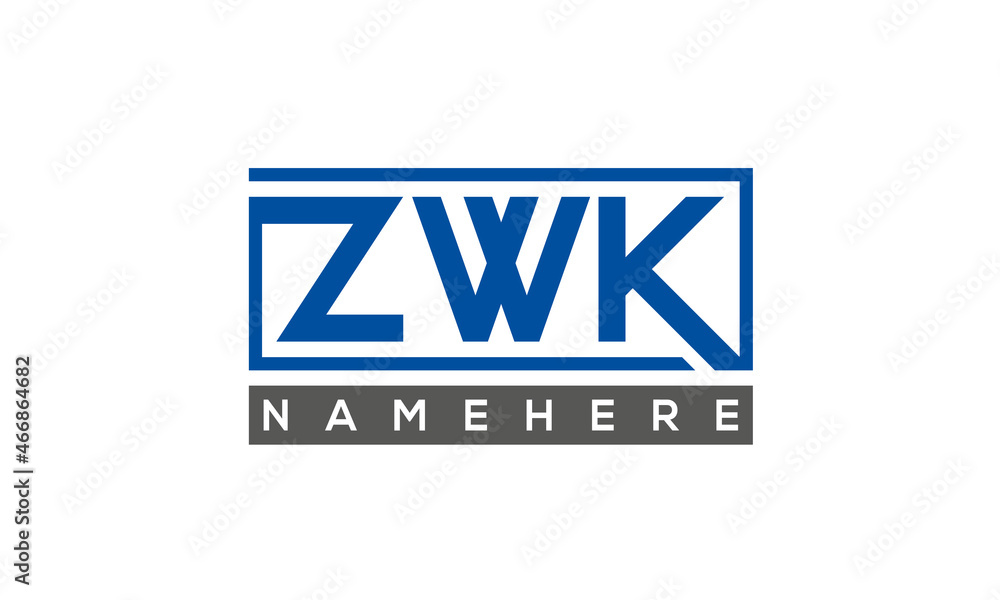 ZWK Letters Logo With Rectangle Logo Vector ZWK Letters Logo With Rectangle Logo Vector