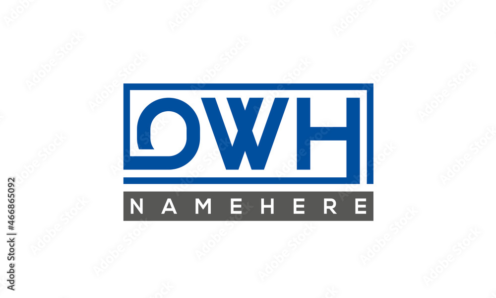 OWH Letters Logo With Rectangle Logo Vector OWH Letters Logo With Rectangle Logo Vector