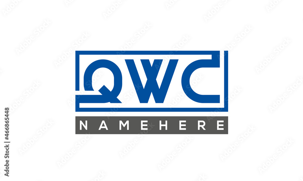 QWC Letters Logo With Rectangle Logo Vector QWC Letters Logo With Rectangle Logo Vector