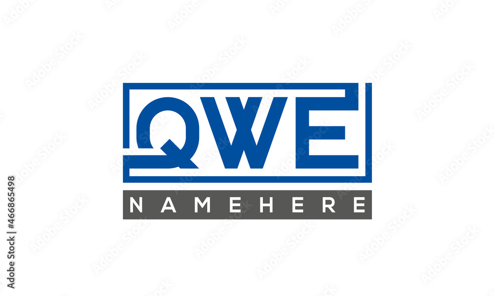 QWE Letters Logo With Rectangle Logo Vector QWE Letters Logo With Rectangle Logo Vector